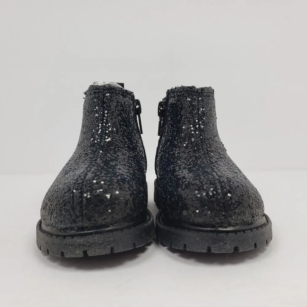 Carters Bessy Toddler Girls Size 5 Black Sparkle Glitter Casual Chelsea Boots
